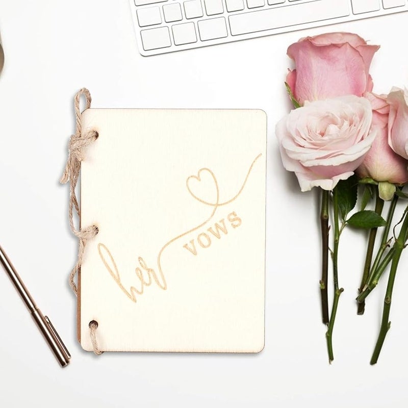 Wedding Vow Book Anniversary Keepsake Gift Wooden Twine Photo Prop 2 Packs Style 2 - Image 3